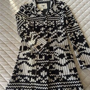 Tabitha Black and White Patterned Trench Coat